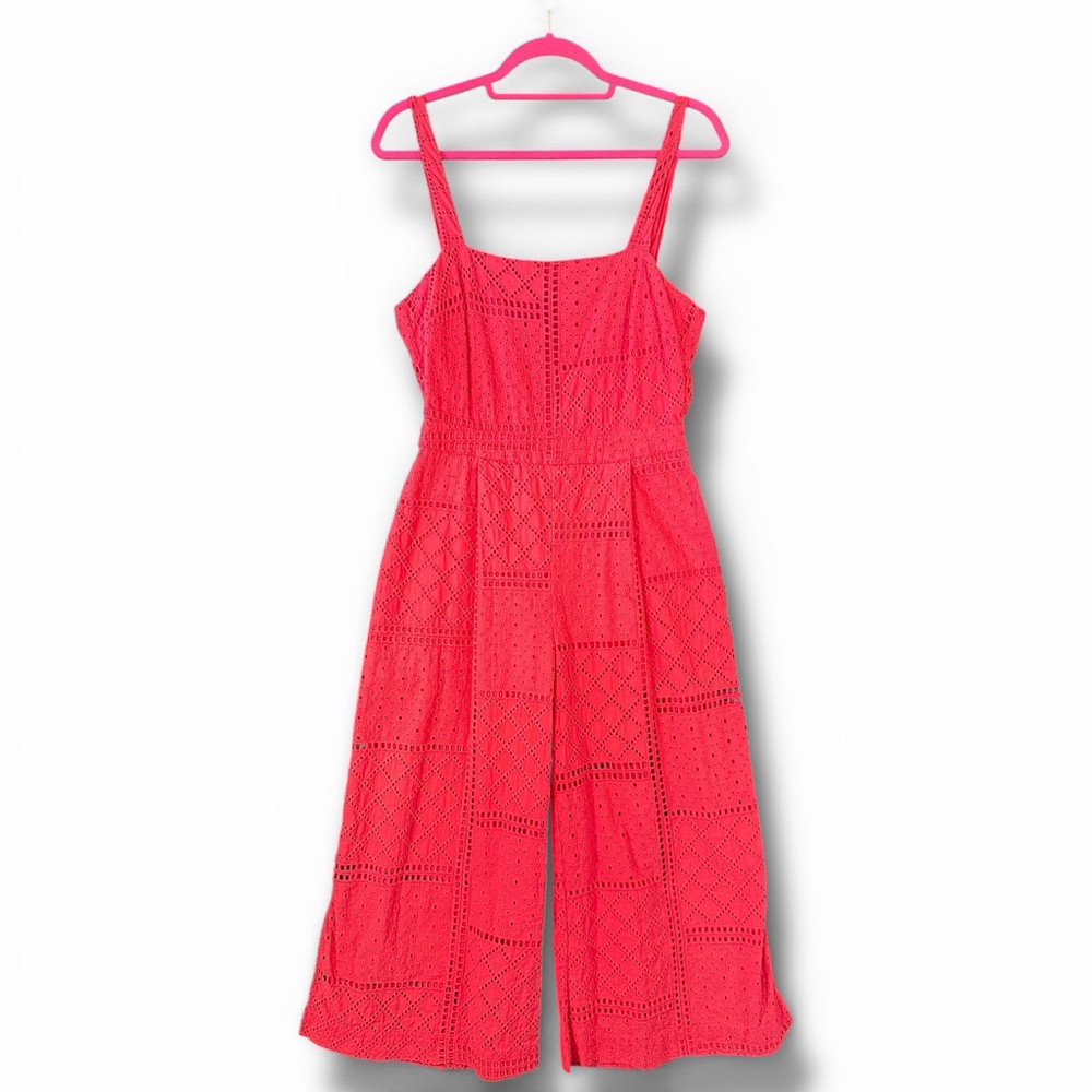 Parker Red Eyelet Cropped Jumpsuit Size 2 - Picture 4 of 4